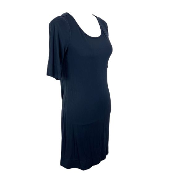 Adrienne Vittadini Dress Women Small Blue Stretch Short Sleeve Solid Casual - Picture 4 of 14